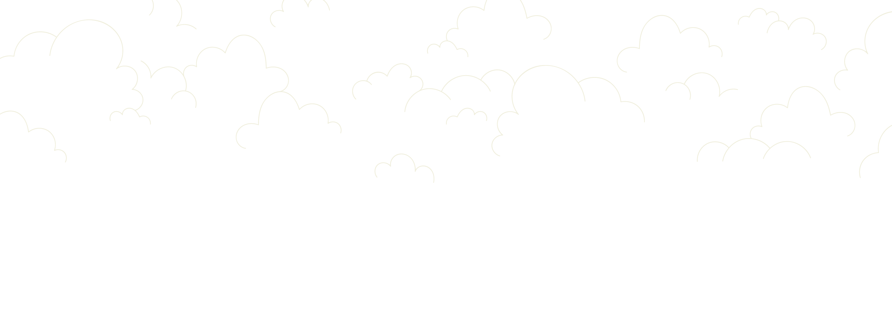 A black background is filled with white outlines of variously sized, fluffy clouds. The clouds are arranged in both the foreground and background, creating depth in the scene.