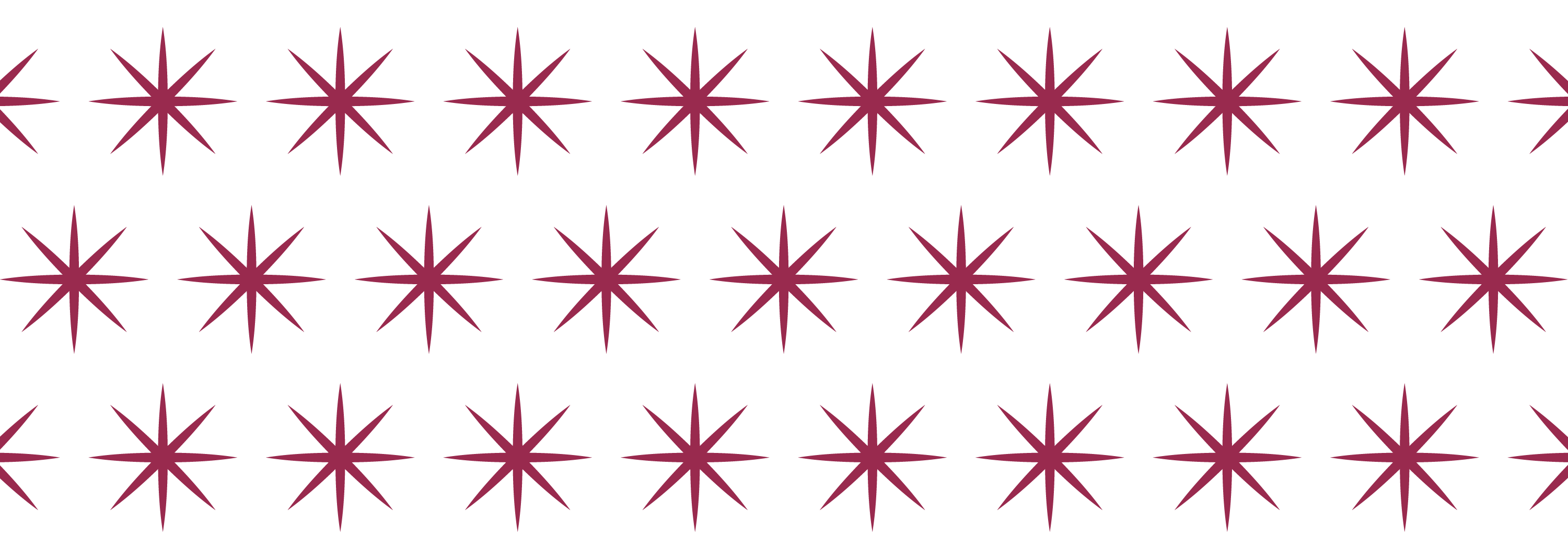 A pattern with rows of evenly spaced, red, eight-pointed stars on a black background. The stars are aligned horizontally and uniformly across the image, reminiscent of the striking contrast found in Quirktails Raspberry Lemon Drop.